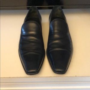 Ferragamo black leather slip ons